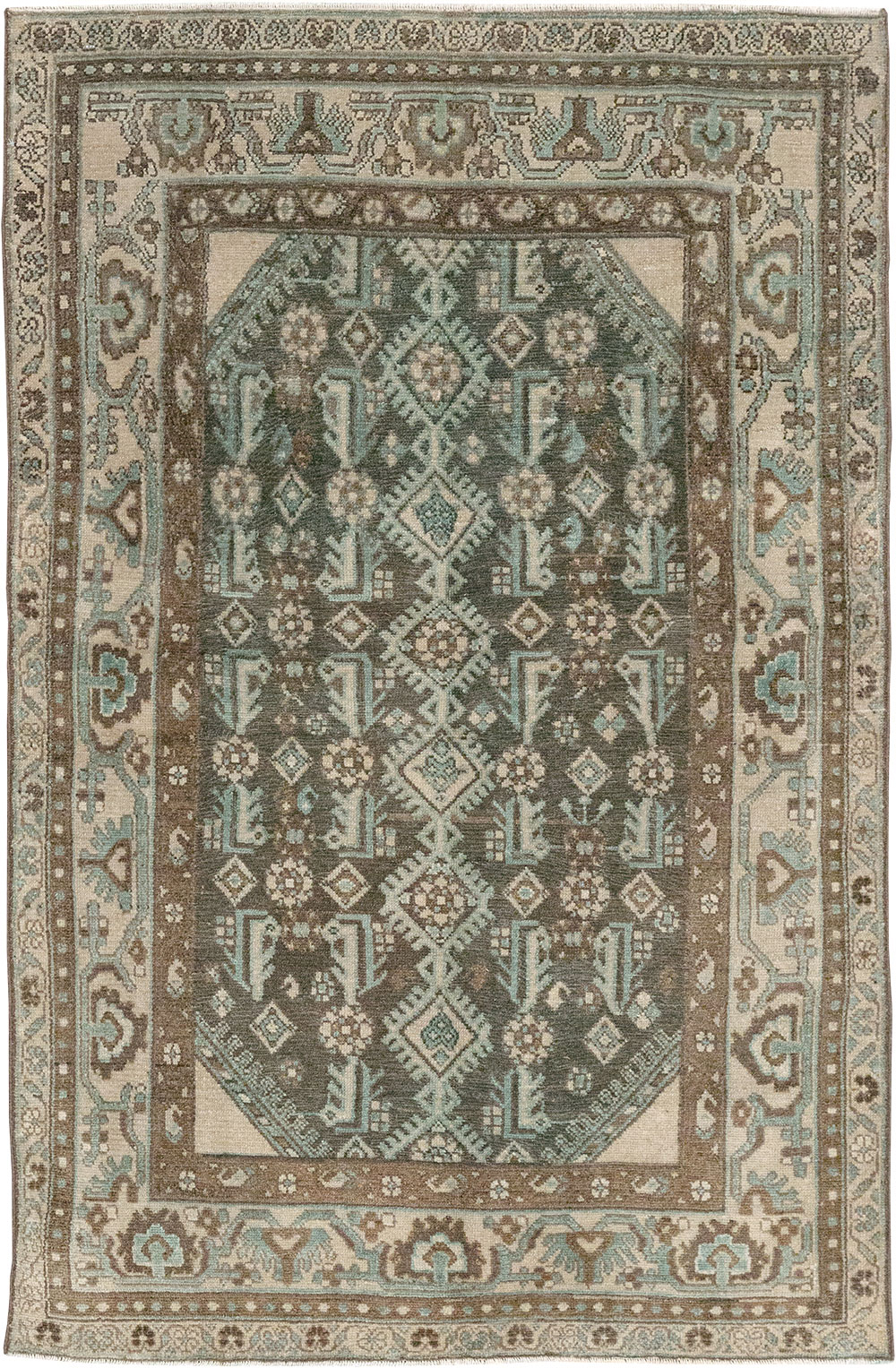 Vintage Persian Malayer Throw Rug, No.32013 - Galerie Shabab