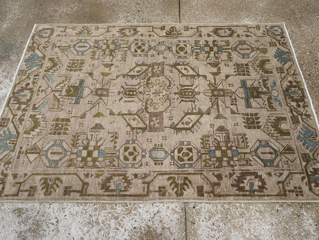 Vintage Persian Malayer Throw Rug (Pair: 1 of 2), No.32016 - Galerie Shabab