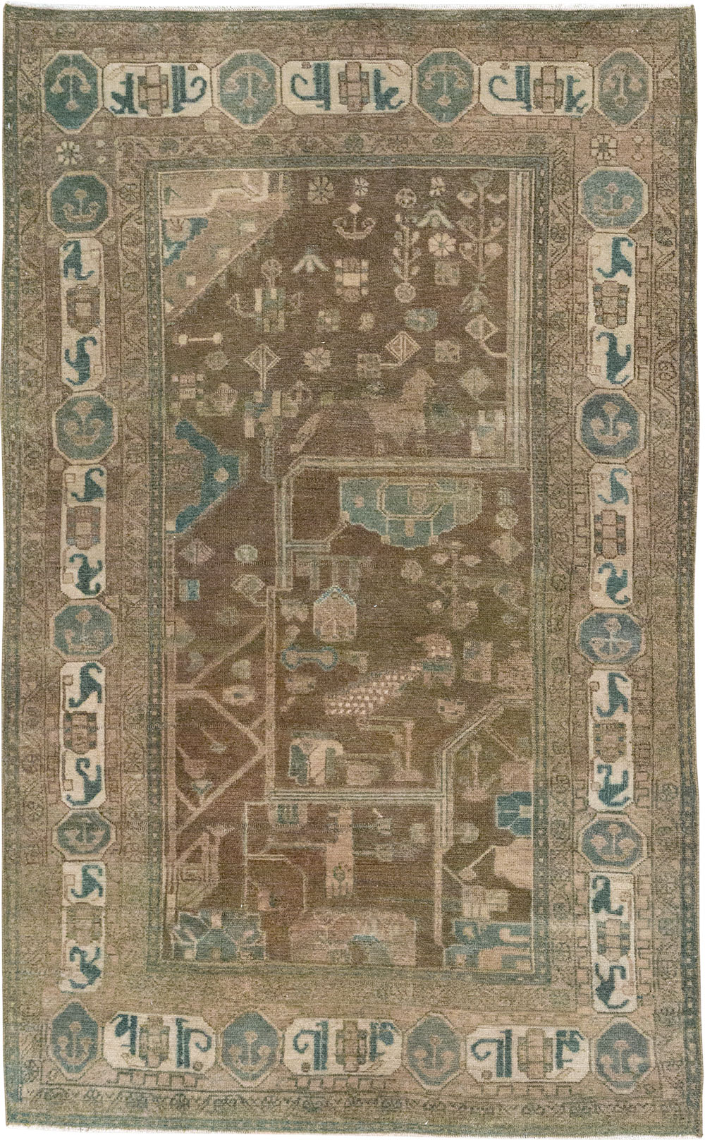 Vintage Persian Malayer Accent Rug, No.32019 - Galerie Shabab