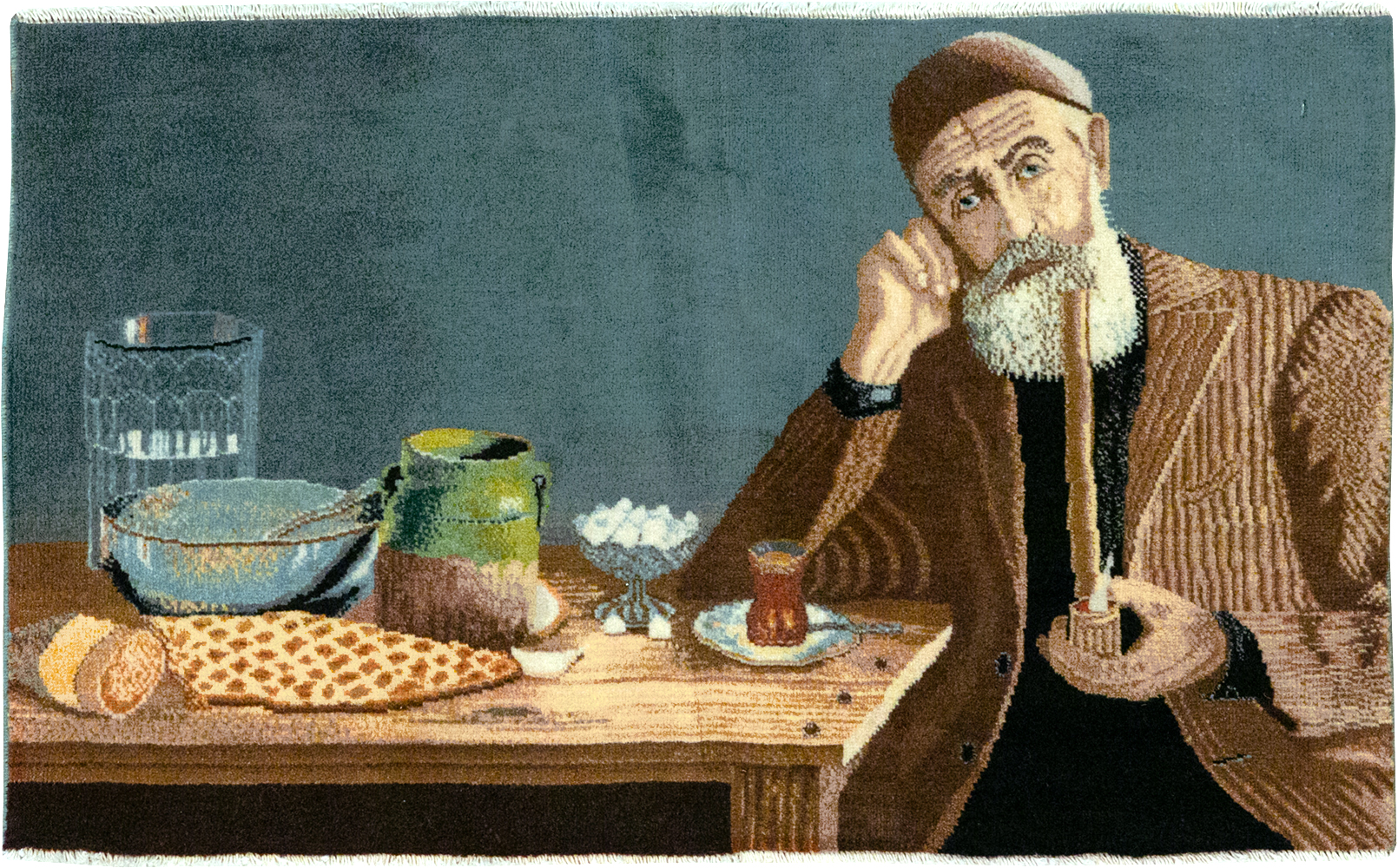 Vintage Persian Tabriz Pictorial Throw Rug, No.32035 - Galerie Shabab