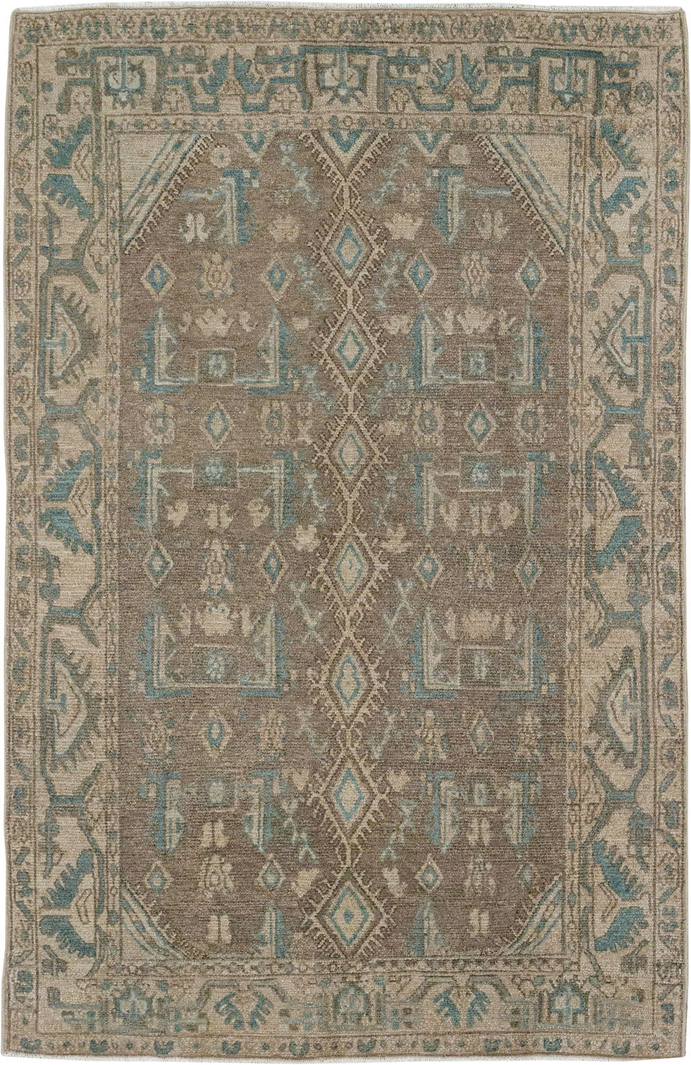 Vintage Persian Malayer Throw Rug, No.32053 - Galerie Shabab