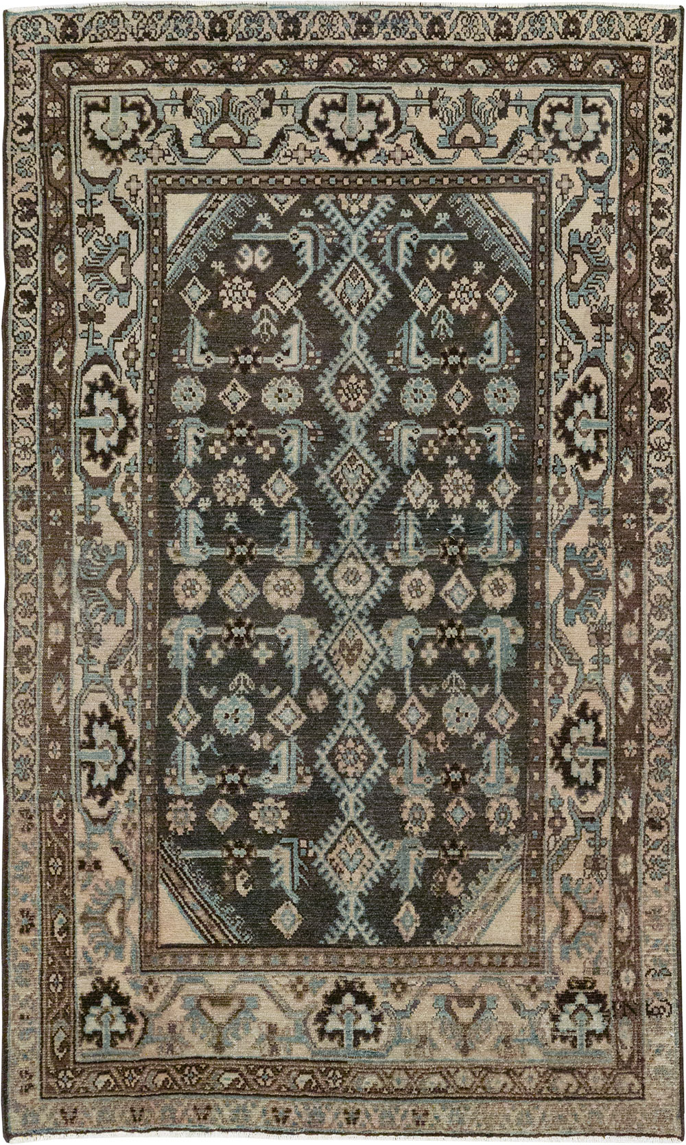Vintage Persian Malayer Throw Rug, No.32060 - Galerie Shabab
