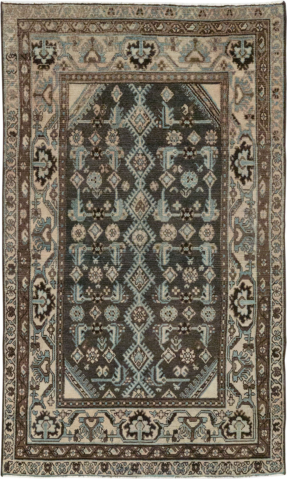 Vintage Persian Malayer Throw Rug, No.32060 - Galerie Shabab