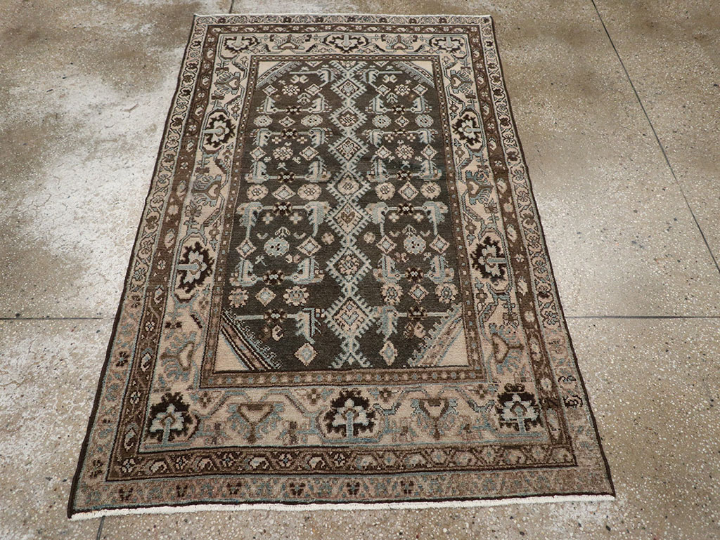Vintage Persian Malayer Throw Rug, No.32060 - Galerie Shabab