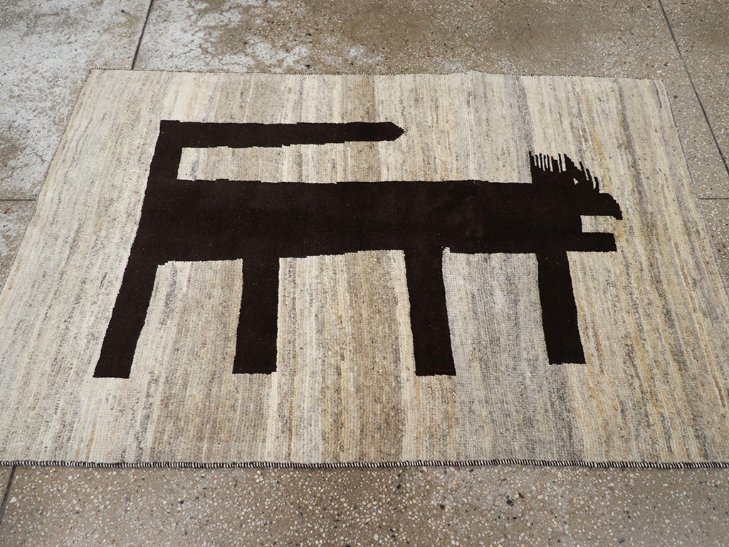 Modern Persian Gabbeh Pictorial Throw Rug (Pair: 1 of 2), No.32086 - Galerie Shabab