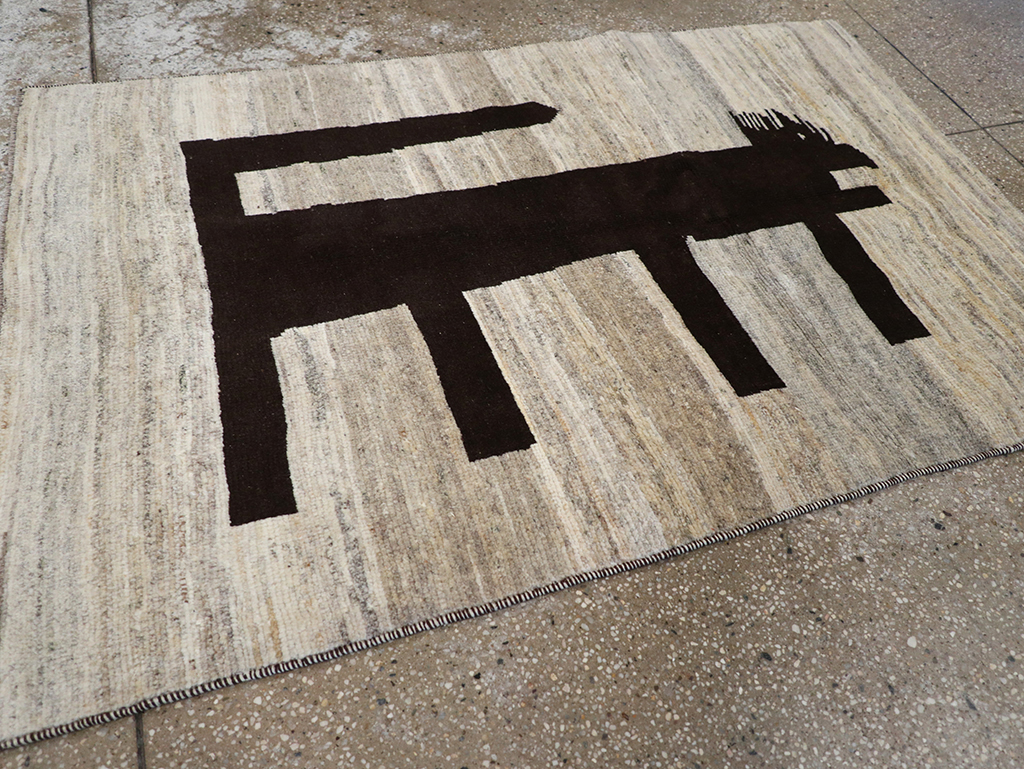 Modern Persian Gabbeh Pictorial Throw Rug (Pair: 1 of 2), No.32086 - Galerie Shabab