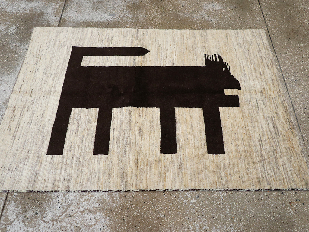 Modern Persian Gabbeh Pictorial Throw Rug (Pair: 2 of 2), No.32087 - Galerie Shabab