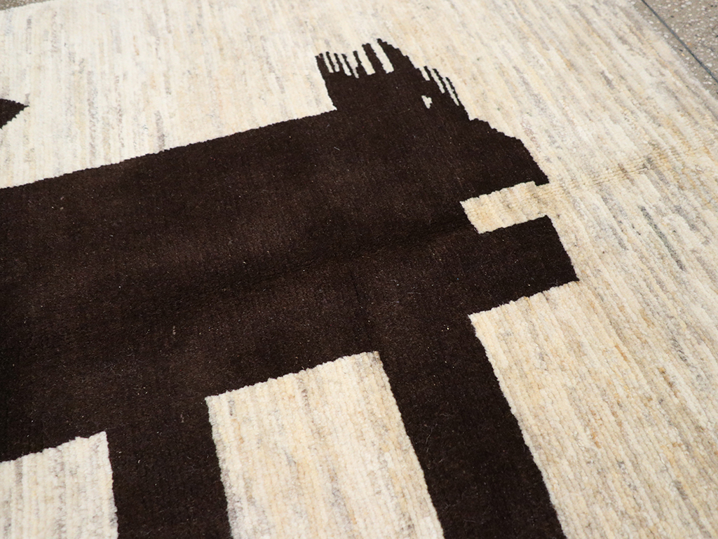 Modern Persian Gabbeh Pictorial Throw Rug (Pair: 2 of 2), No.32087 - Galerie Shabab