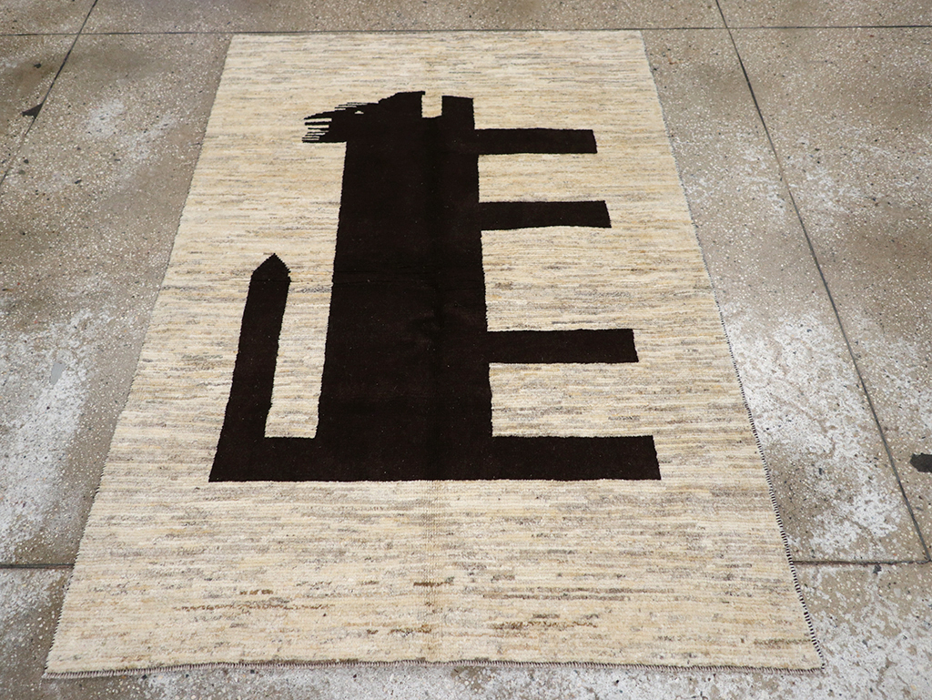 Modern Persian Gabbeh Pictorial Throw Rug (Pair: 2 of 2), No.32087 - Galerie Shabab