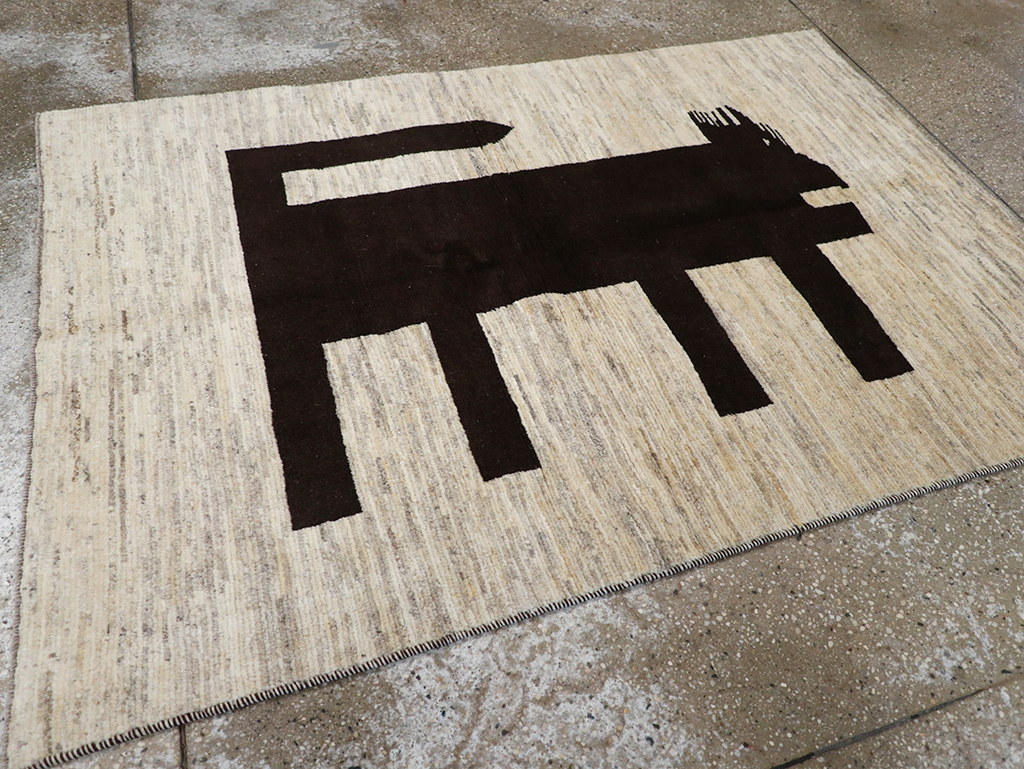 Modern Persian Gabbeh Pictorial Throw Rug (Pair: 2 of 2), No.32087 - Galerie Shabab