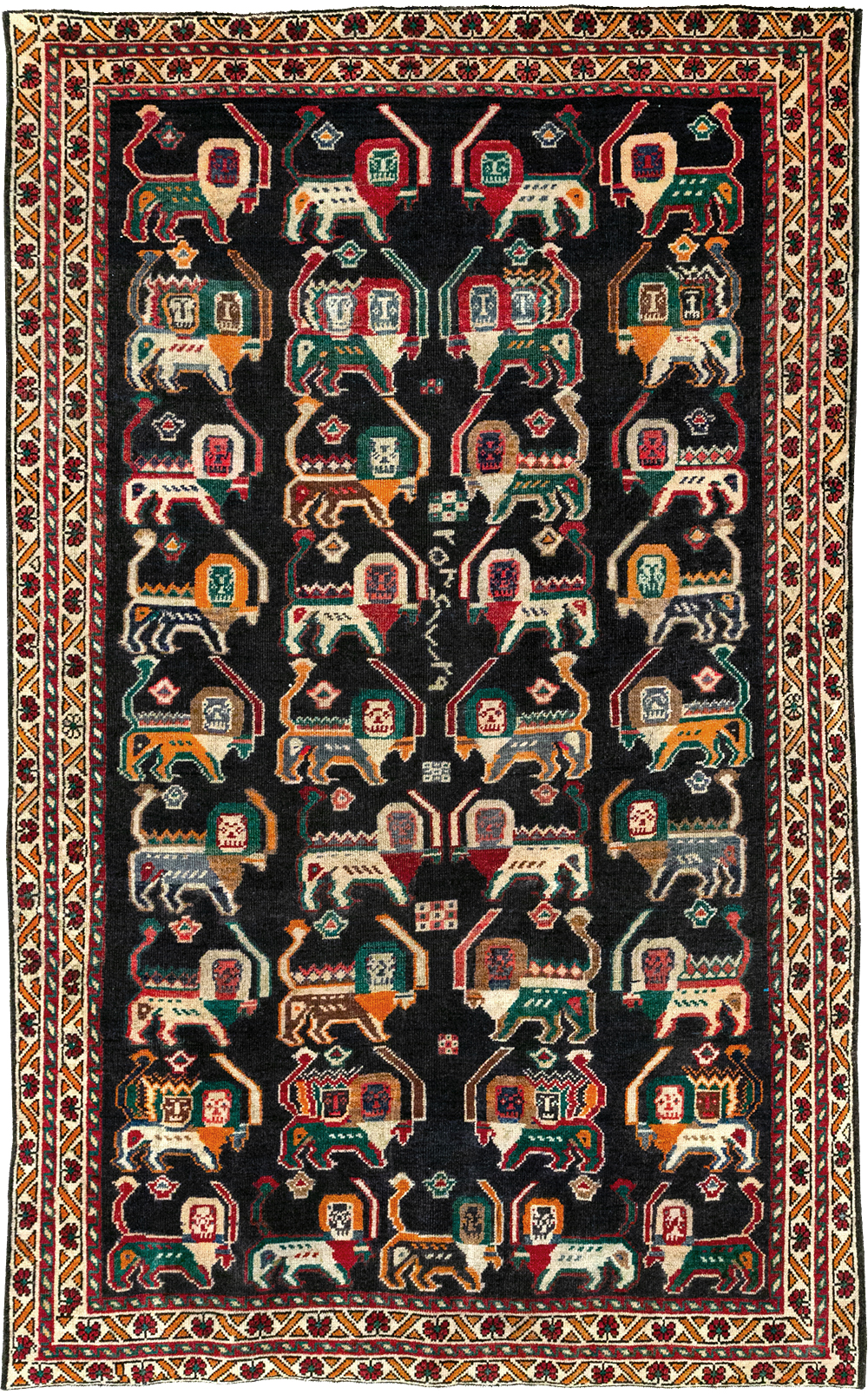 Vinatge Persian Shiraz Pictorial Accent Rug, No.32090 - Galerie Shabab