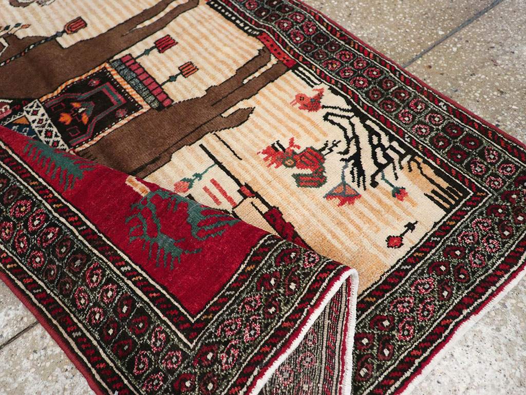Vintage Persian Mashad Pictorial Rug, No.32098 - Galerie Shabab