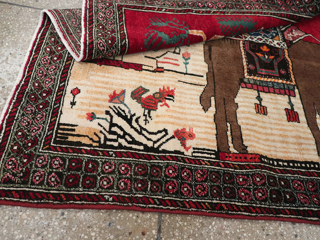 Vintage Persian Mashad Pictorial Rug, No.32098 - Galerie Shabab