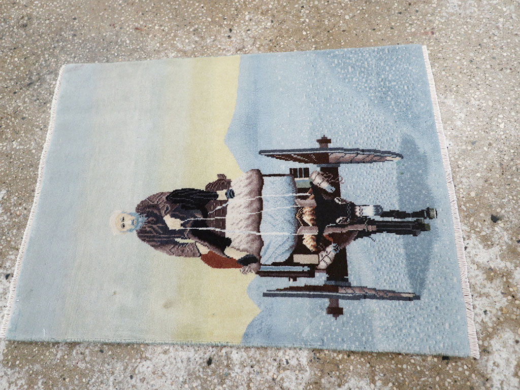 Modern Persian Tabriz Pictorial Throw Rug, No.32099 - Galerie Shabab