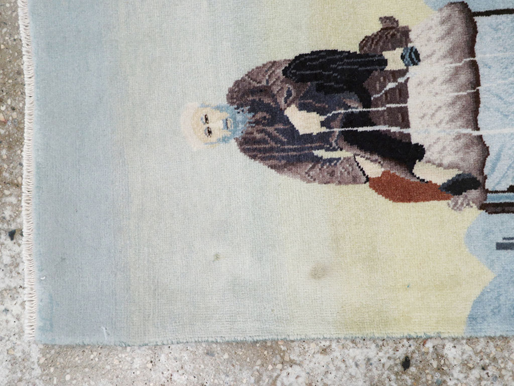 Modern Persian Tabriz Pictorial Throw Rug, No.32099 - Galerie Shabab