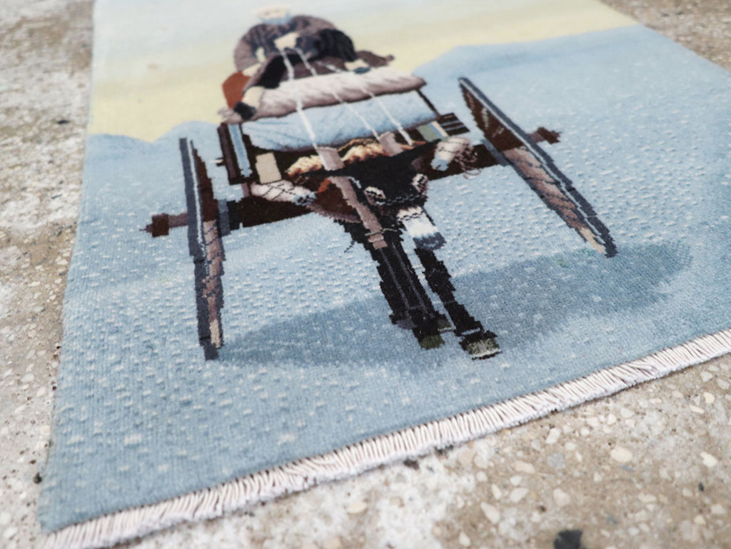 Modern Persian Tabriz Pictorial Throw Rug, No.32099 - Galerie Shabab