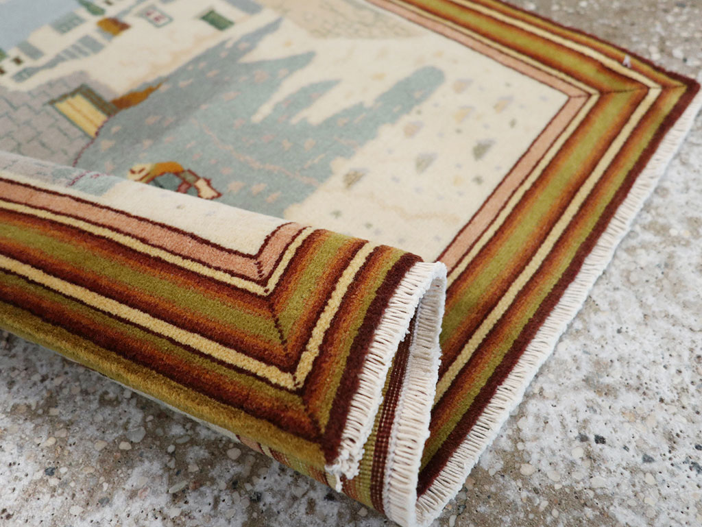 Vintage Persian Tabriz Pictorial Rug (Pair: 2 of 2), No.32100 - Galerie Shabab