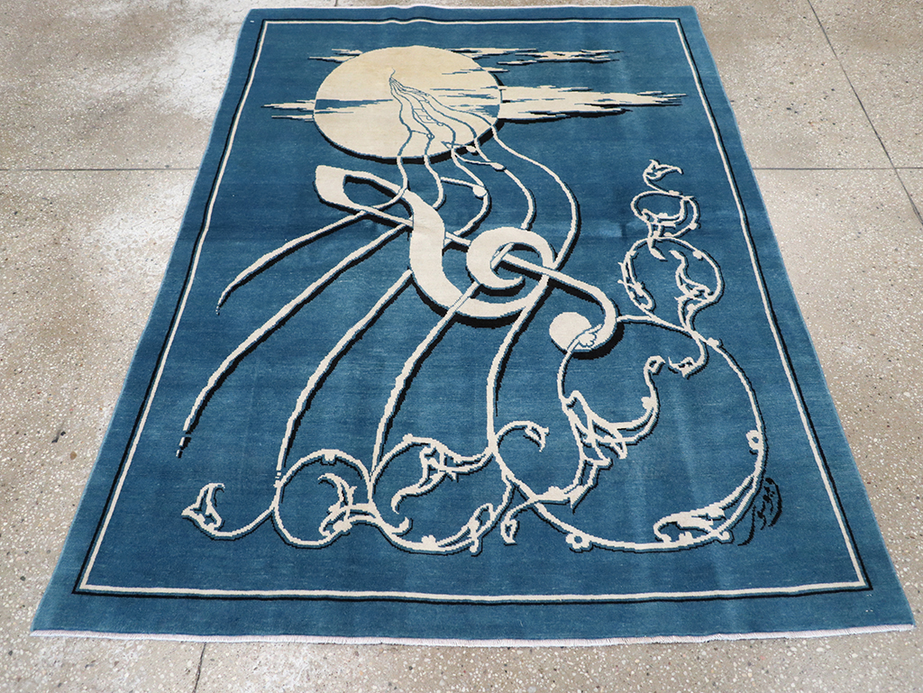 Vintage Persian Mashad Pictorial Rug, No.32101 - Galerie Shabab