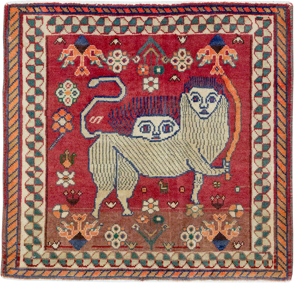 Vintage Persian Shiraz Pictorial Throw Rug, No.32107 - Galerie Shabab