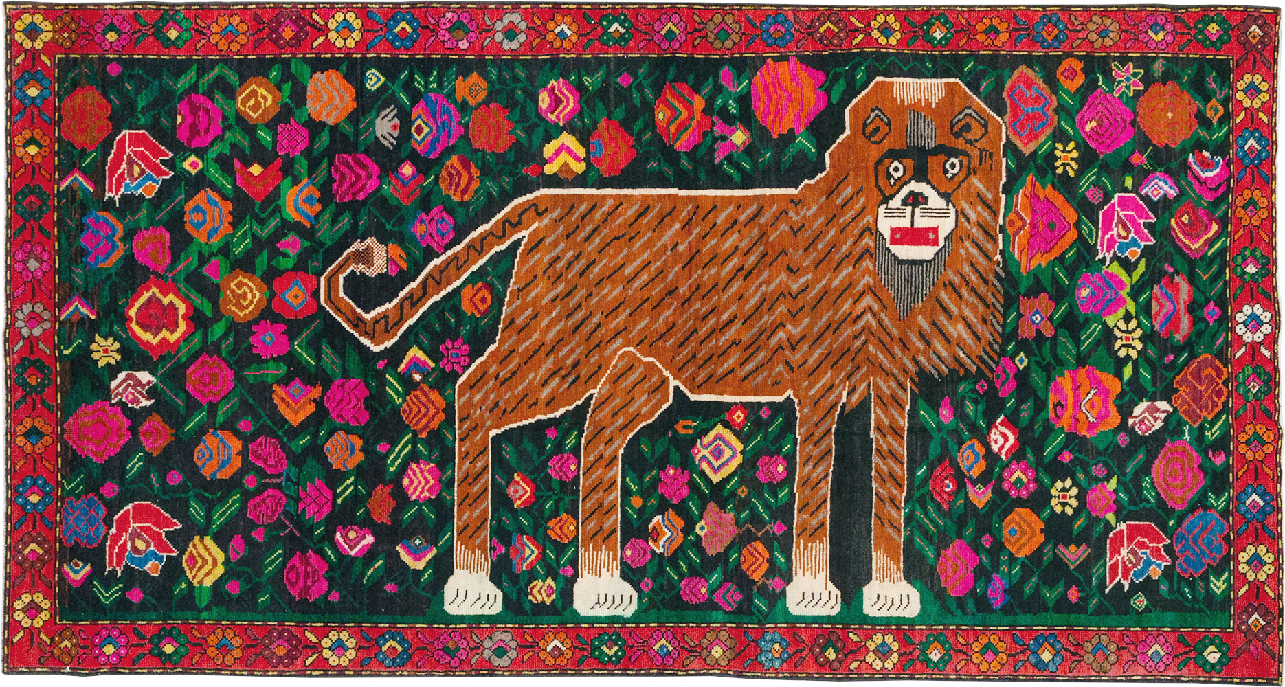 Vintage Caucasian Karabagh Pictorial Gallery Rug, No.32116 - Galerie Shabab