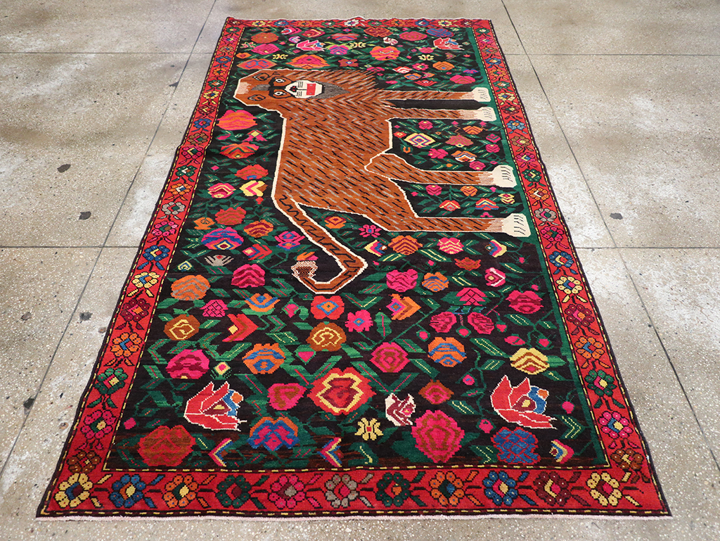 Vintage Caucasian Karabagh Pictorial Gallery Rug, No.32116 - Galerie Shabab