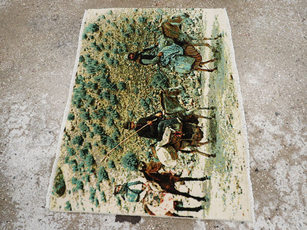 Modern Persian Tabriz Pictorial Throw Rug, No.32119 - Galerie Shabab