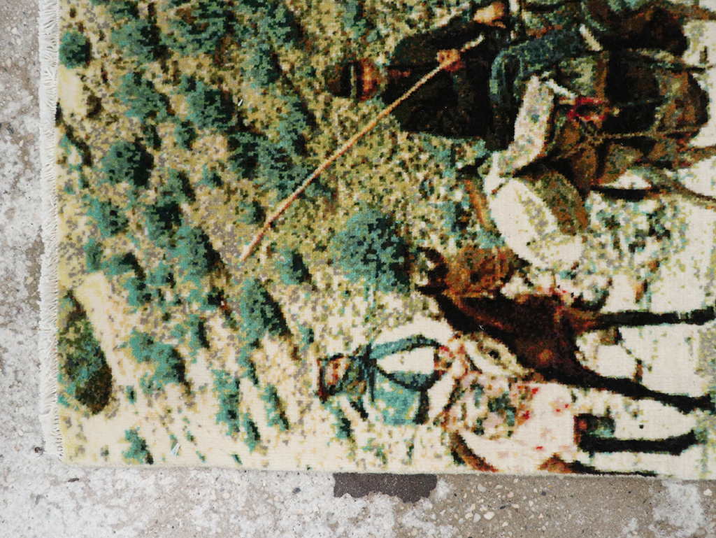 Modern Persian Tabriz Pictorial Throw Rug, No.32119 - Galerie Shabab