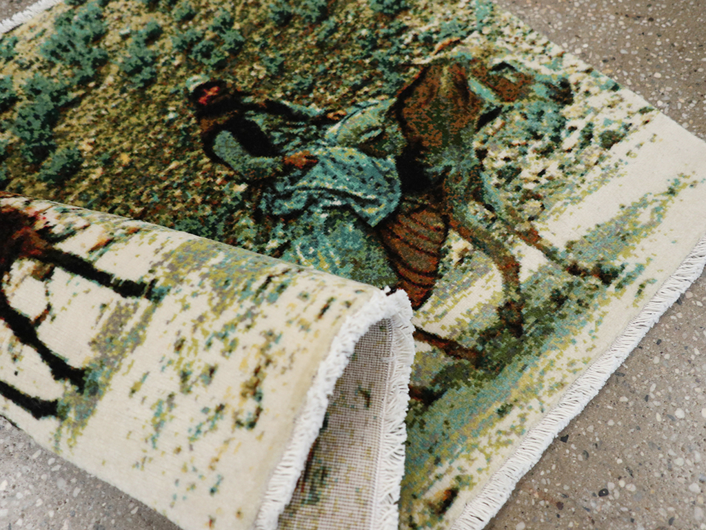 Modern Persian Tabriz Pictorial Throw Rug, No.32119 - Galerie Shabab