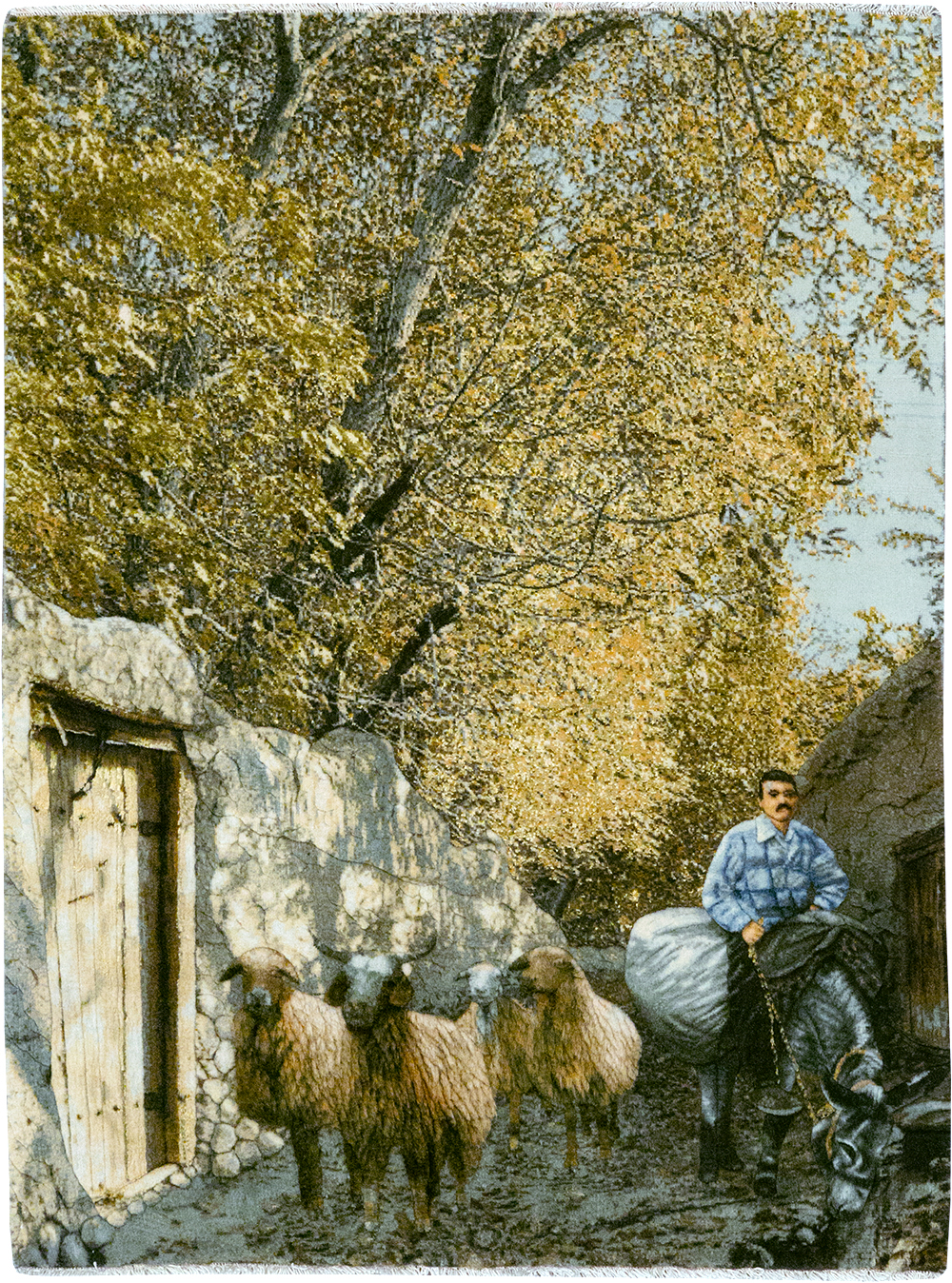 Modern Persian Tabriz Pictorial Throw Rug, No.32120 - Galerie Shabab