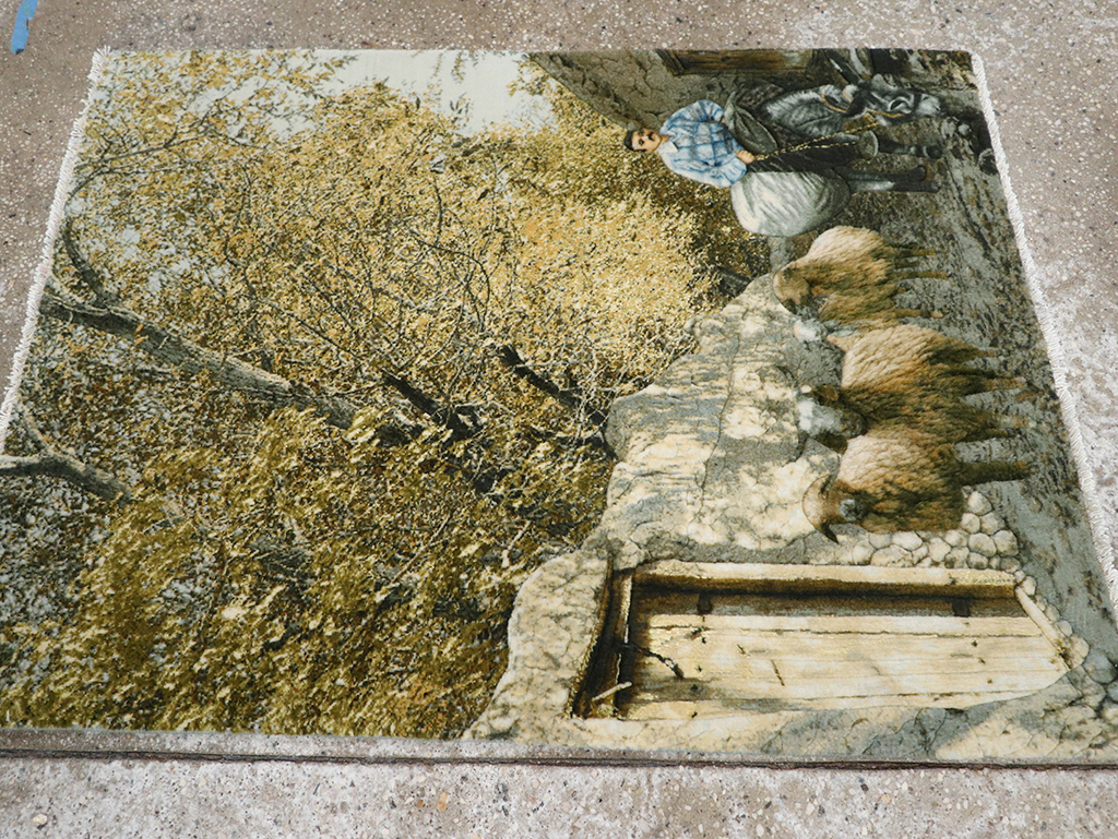 Modern Persian Tabriz Pictorial Throw Rug, No.32120 - Galerie Shabab