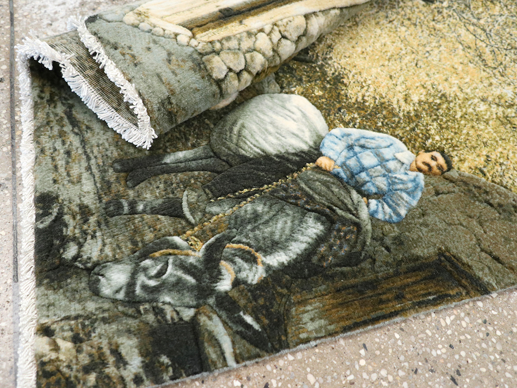 Modern Persian Tabriz Pictorial Throw Rug, No.32120 - Galerie Shabab