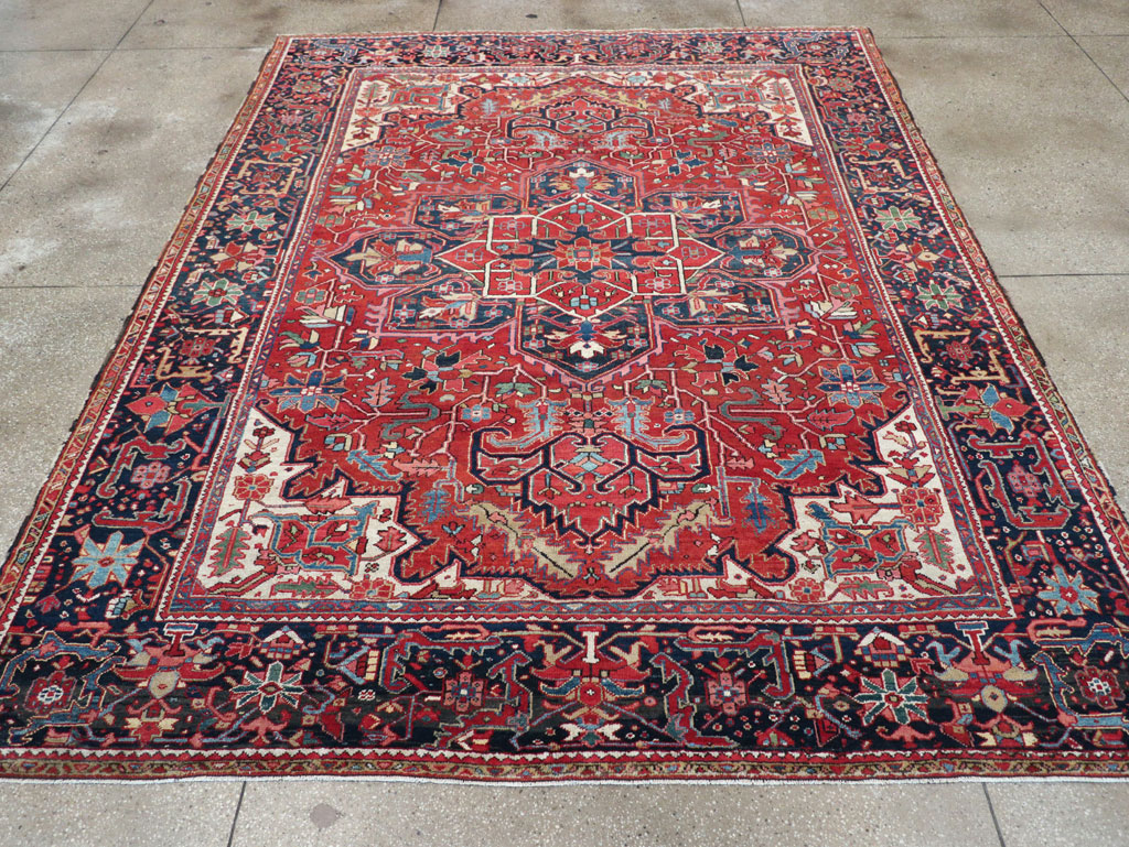 Vintage Persian Heriz Room Size Carpet, No.32143 - Galerie Shabab