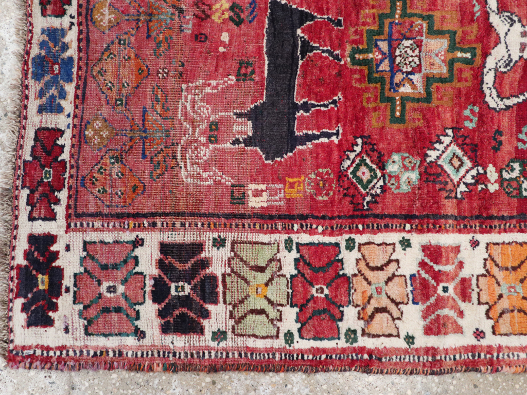 Vintage Persian Tabriz Pictorial Rug, No.32146 - Galerie Shabab