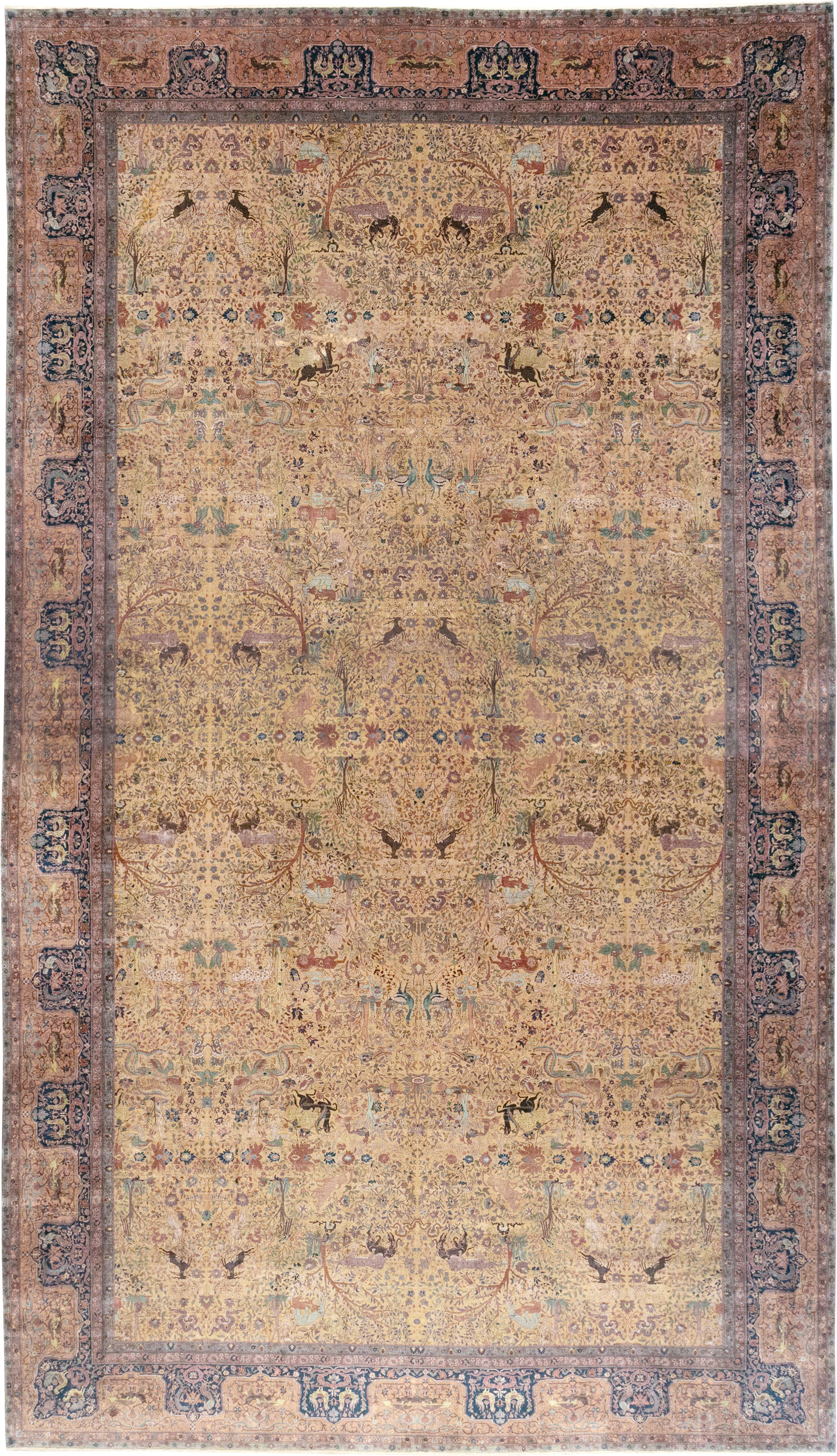 Antique Indian Lahore Pictorial Oversize Carpet, No.32148 - Galerie Shabab