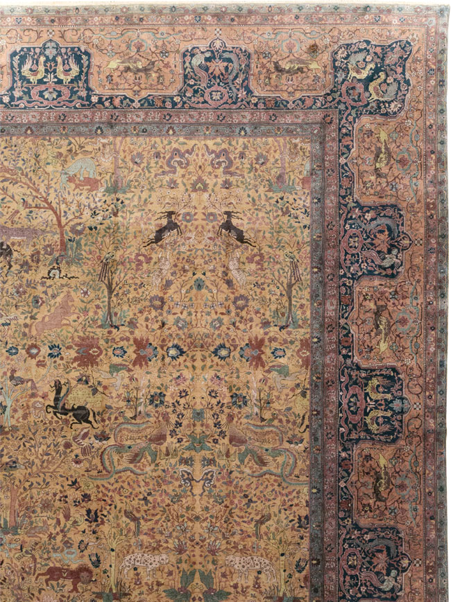 Antique Indian Lahore Pictorial Oversize Carpet, No.32148 - Galerie Shabab