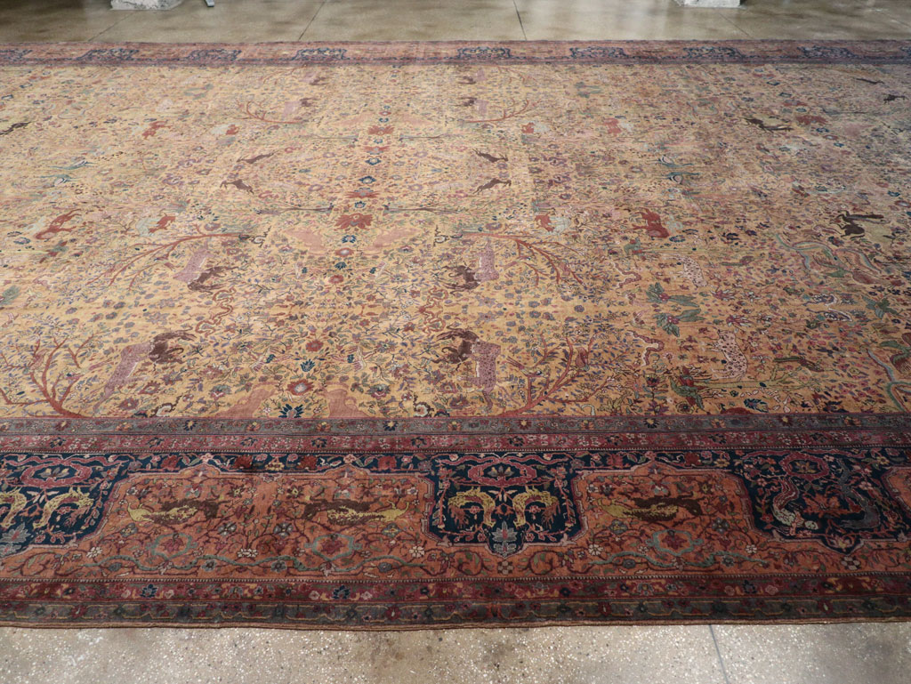 Antique Indian Lahore Pictorial Oversize Carpet, No.32148 - Galerie Shabab