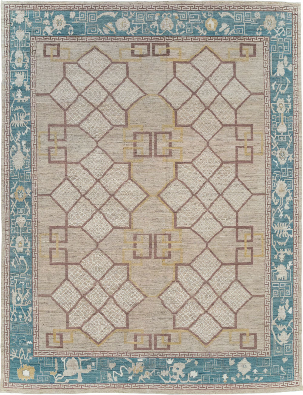 Modern East Turkestan Khotan Room Size Carpet, No.32163 - Galerie Shabab