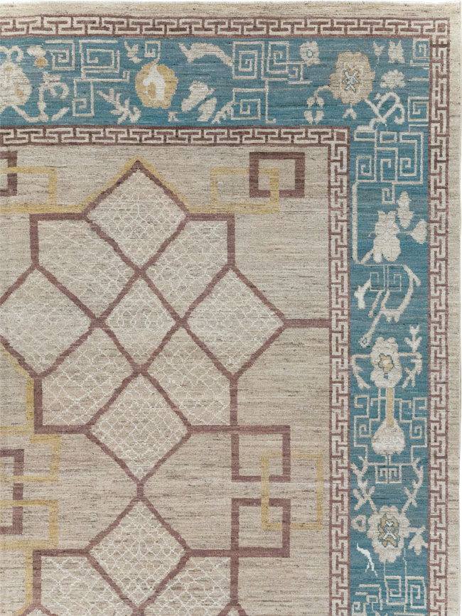 Modern East Turkestan Khotan Room Size Carpet, No.32163 - Galerie Shabab