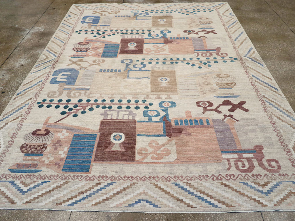 Modern East Turkestan Vase Khotan Room Size Carpet, No.32167 - Galerie Shabab