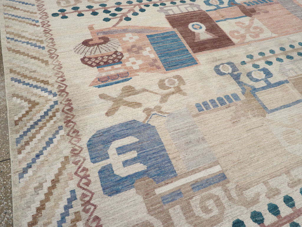 Modern East Turkestan Vase Khotan Room Size Carpet, No.32167 - Galerie Shabab