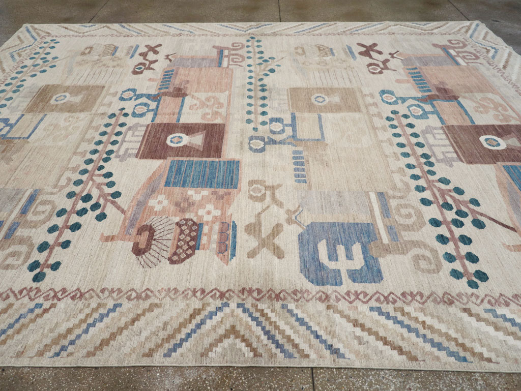 Modern East Turkestan Vase Khotan Room Size Carpet, No.32167 - Galerie Shabab