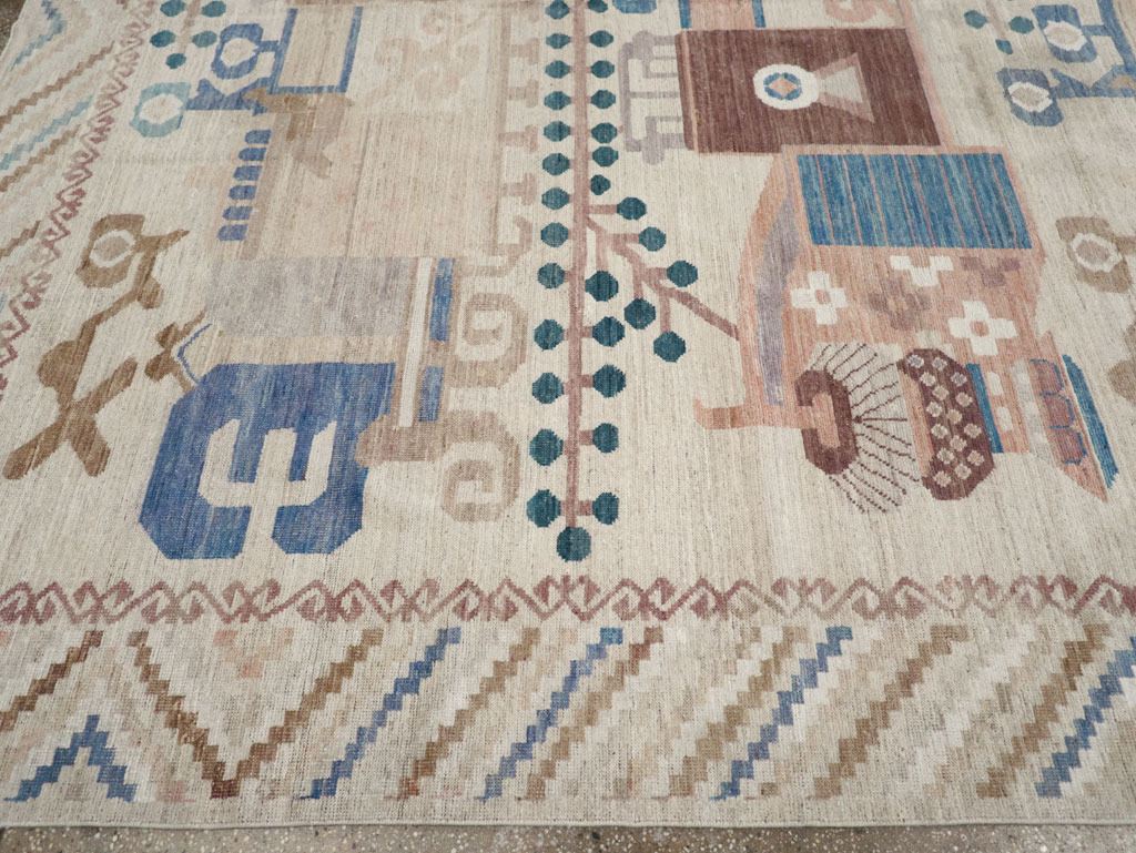 Modern East Turkestan Vase Khotan Room Size Carpet, No.32167 - Galerie Shabab