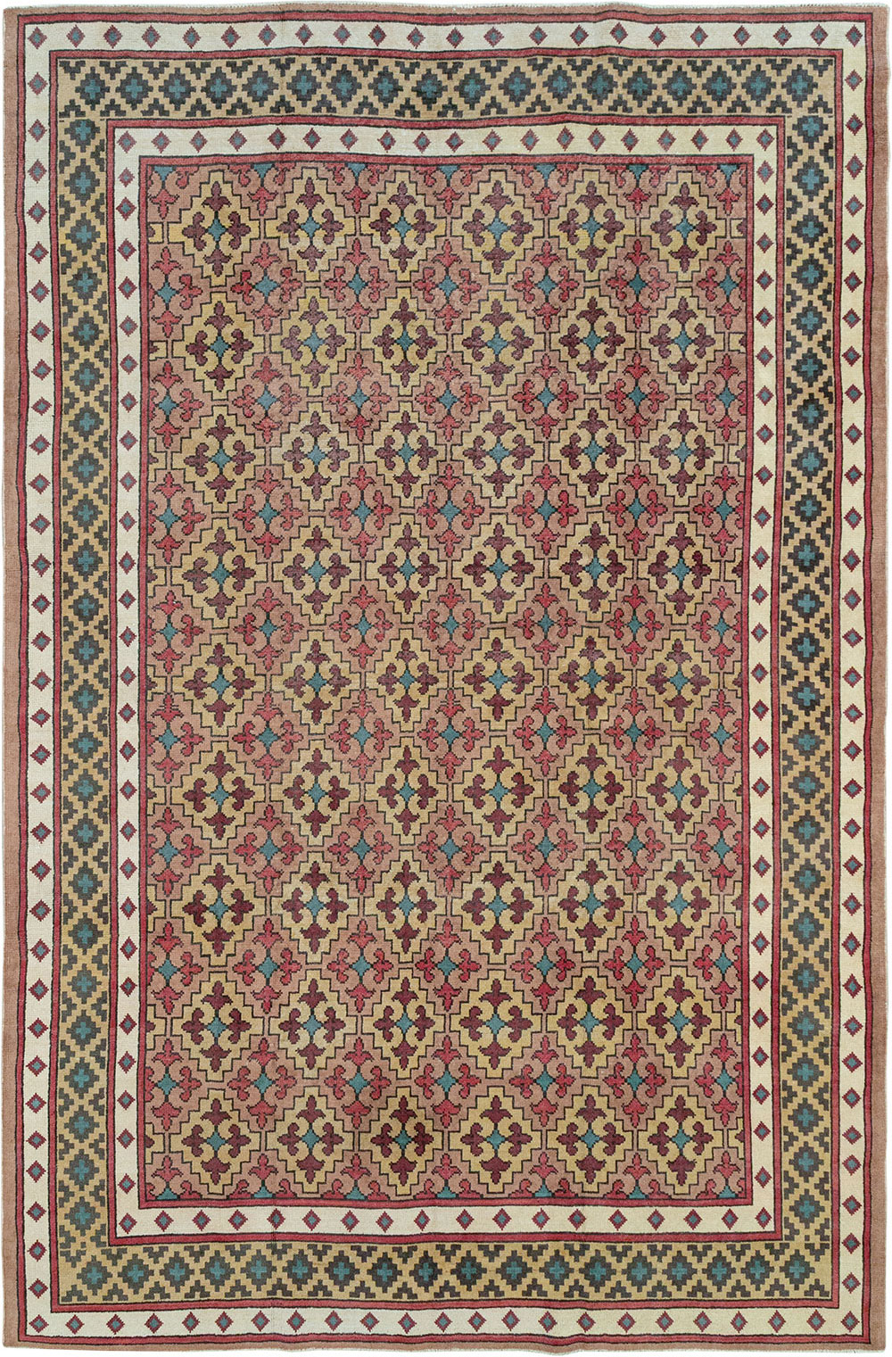 Vintage East Turkestan Samarkand Room Size Carpet, No.32171 - Galerie Shabab