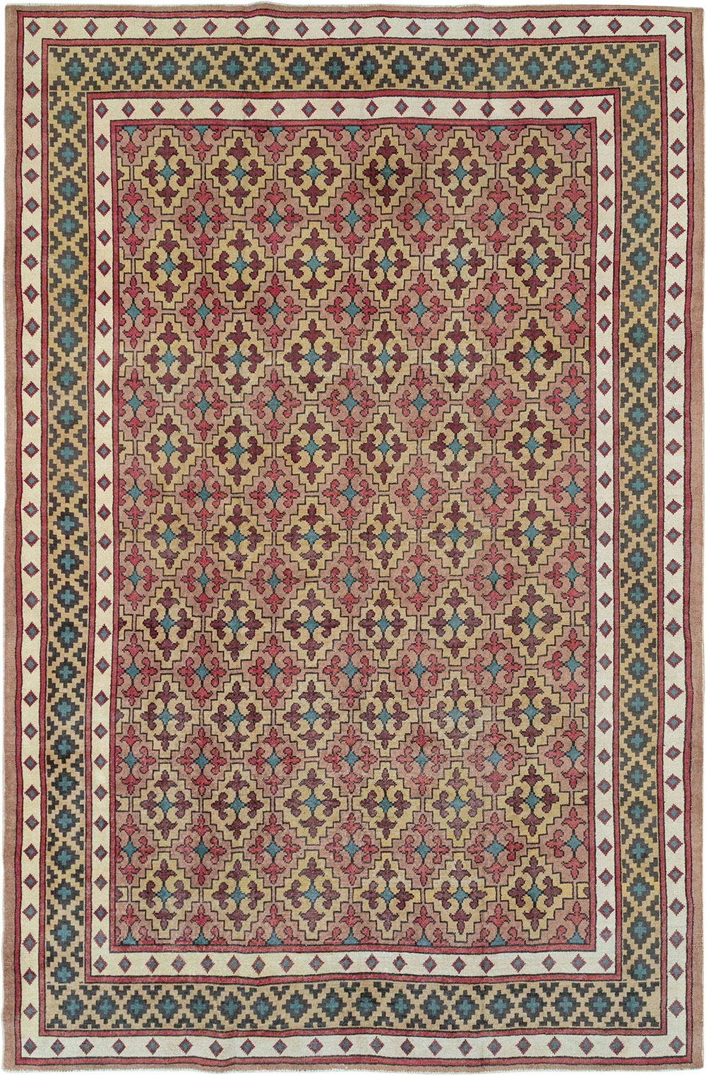 Vintage East Turkestan Samarkand Room Size Carpet, No.32171 - Galerie Shabab