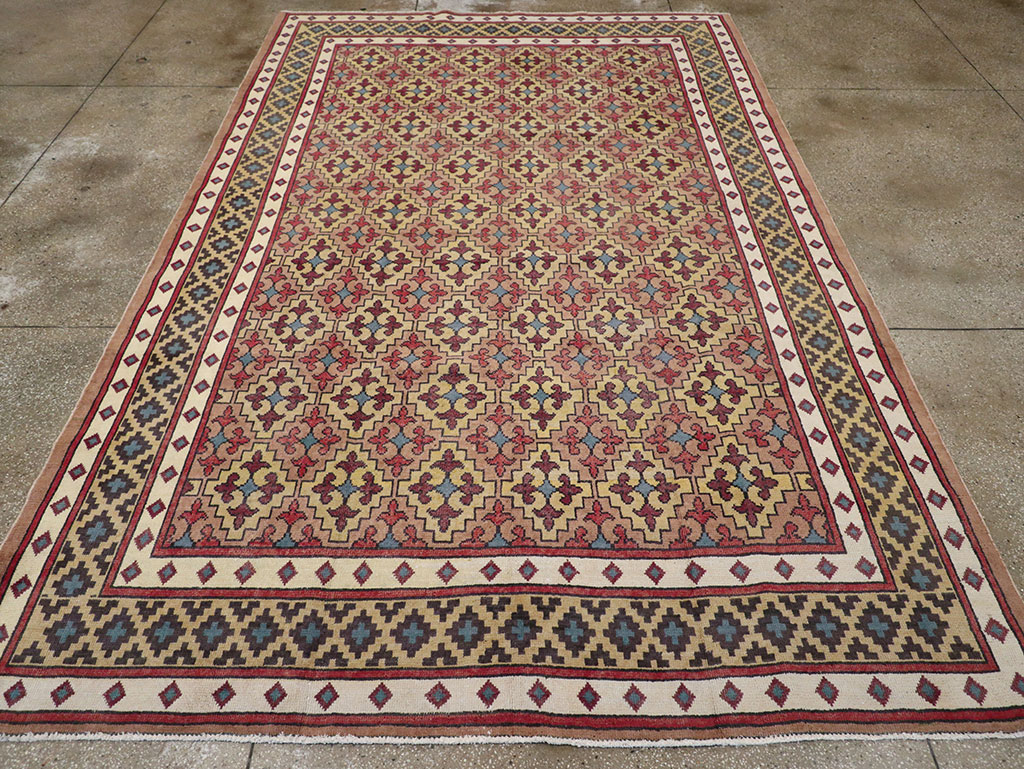 Vintage East Turkestan Samarkand Room Size Carpet, No.32171 - Galerie Shabab