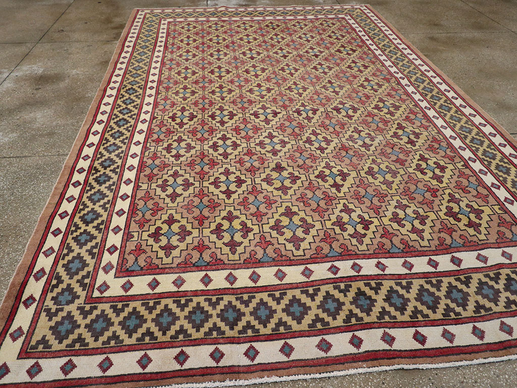 Vintage East Turkestan Samarkand Room Size Carpet, No.32171 - Galerie Shabab
