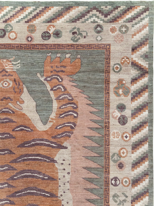 Modern East Turkestan Pictorial Khotan Room Size Carpet, No.32185 - Galerie Shabab