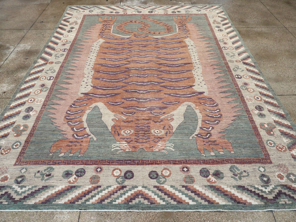 Modern East Turkestan Pictorial Khotan Room Size Carpet, No.32185 - Galerie Shabab