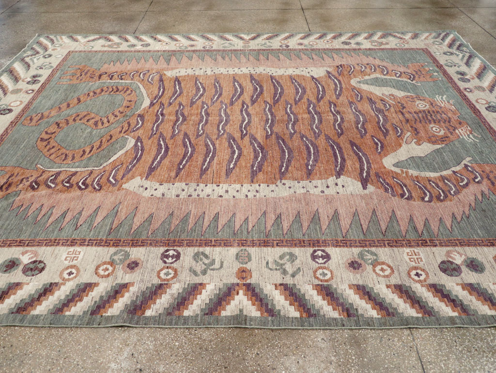 Modern East Turkestan Pictorial Khotan Room Size Carpet, No.32185 - Galerie Shabab