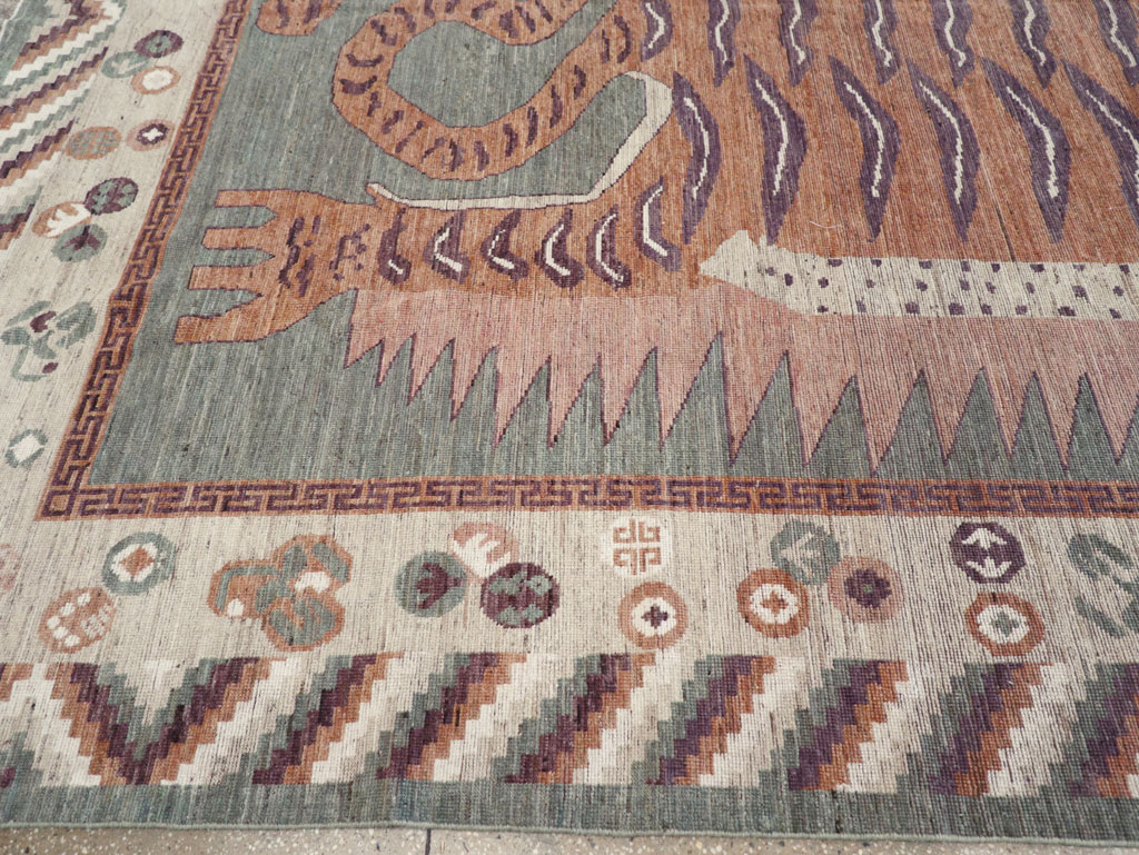 Modern East Turkestan Pictorial Khotan Room Size Carpet, No.32185 - Galerie Shabab